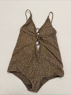 Acacia swimwear Women’s Brown Leopard-Print Lace-Up suit